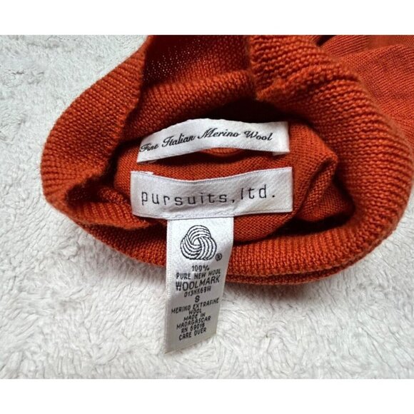 Pursuits. ltd Fine Italian Merino Wool Turtleneck Sweater Womens Small Orange - Picture 3 of 10